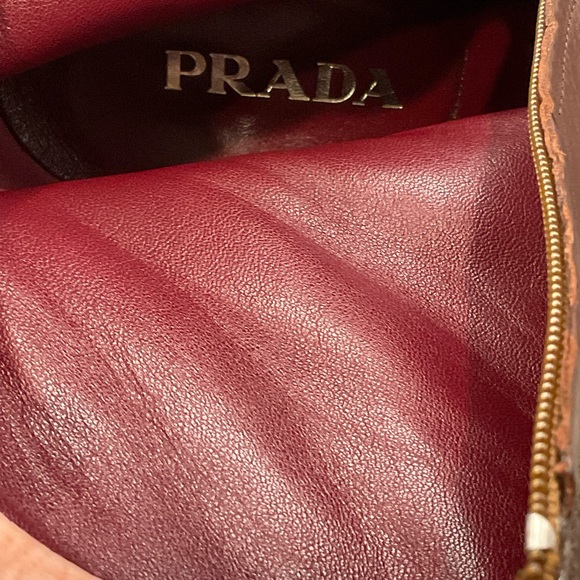 Prada Brown Leather Zip-Up Ankle Boots . Vero Cuoio Made in Italy size 37 1/2 - Picture 6 of 16